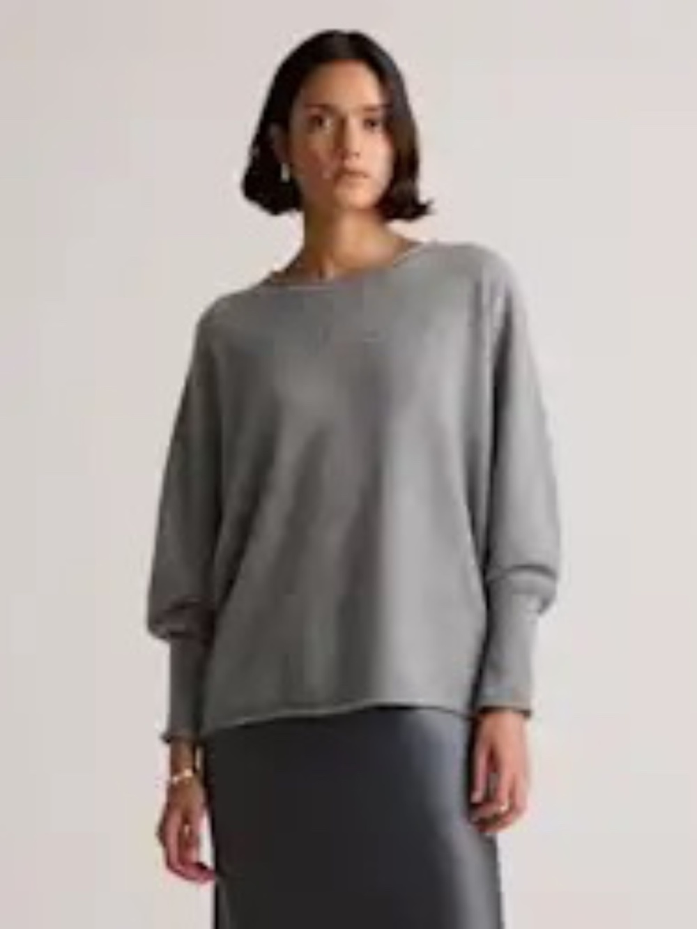 Quince Light Gray Mongolian Cashmere Batwing Sweater